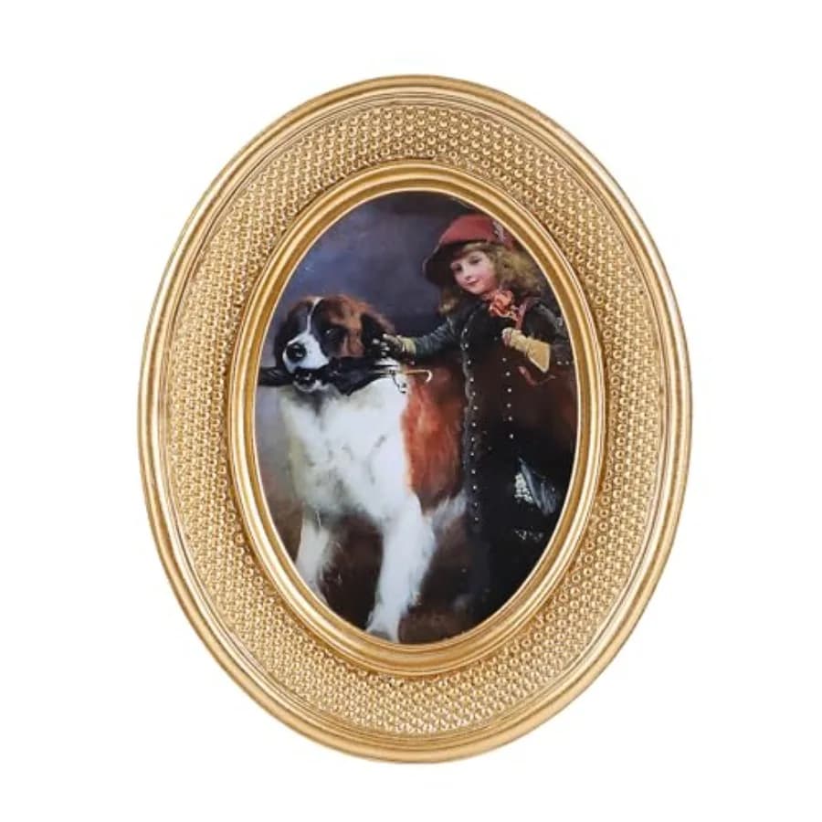 Small Vintage Mini Oval Antique Gold Picture Frames with Beaded Border for Tabletop and Wall Mount Gallery Wall Art