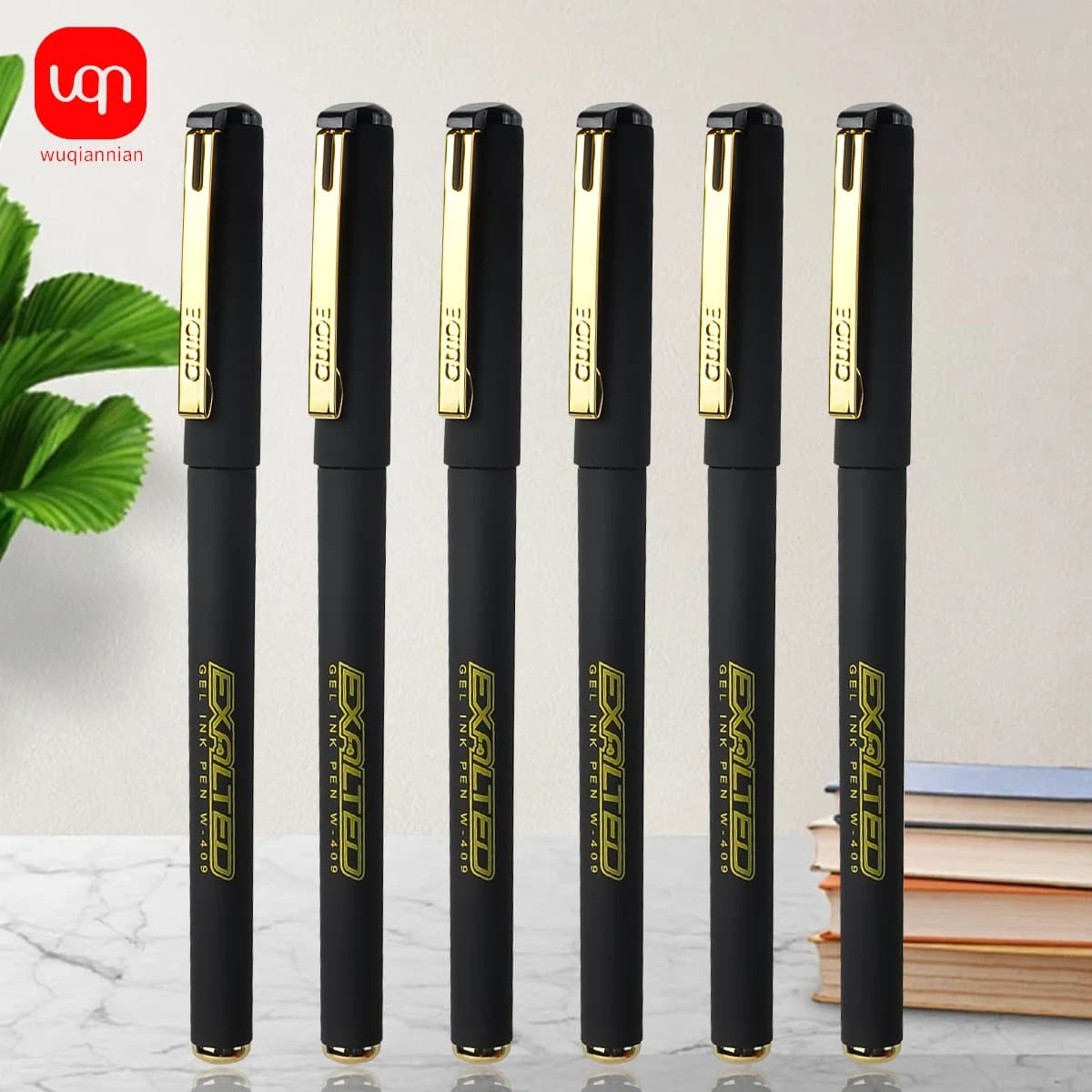 WQN-4/8/12pz Penna Gel Nera Semplice, Punta 0.5mm, Inchiostro Nero, Penna per Firma Aziendale, Forniture di Cancelleria Scolastica