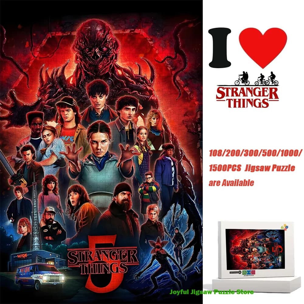 Puzzle Stranger Things Stagione 5: Arti della Stagione Finale di Hawkins Town, Demogorgone e Personaggi Principali - Decorazione per la Casa