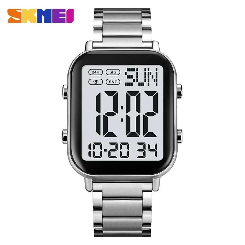 SKMEI 2259 Orologio digitale da uomo in acciaio inossidabile con display EL di lusso per uomo Orologio da polso da uomo elettronico sportivo impermeabile 1859 Reloj Hombre