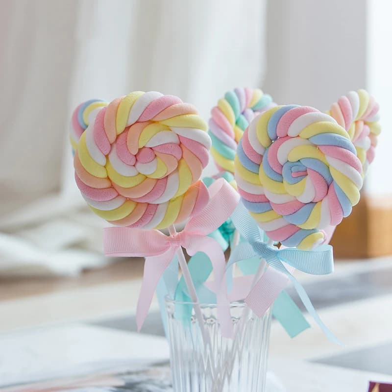 Simulazione Lecca-lecca di cotone Modello di caramelle finte Negozio di dolci Vetrine Puntelli Fotografia per bambini Ornamenti Decorazione della scena di nozze