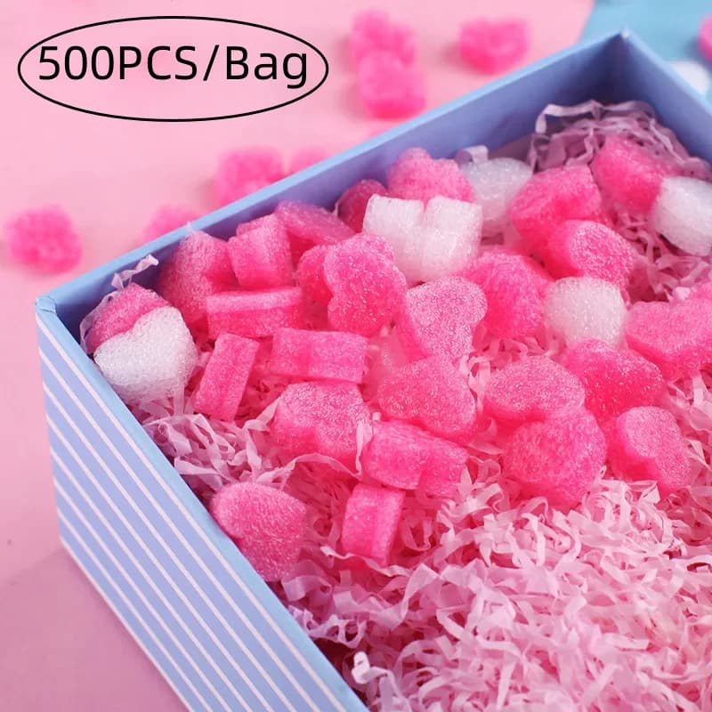 500 pz/borsa Bianco Rosa a Forma di Cuore Scatola di Schiuma di Riempimento Confezione Regalo Amore Schiuma Bomboniere FAI DA TE Confezione Regalo Imballaggio Forniture