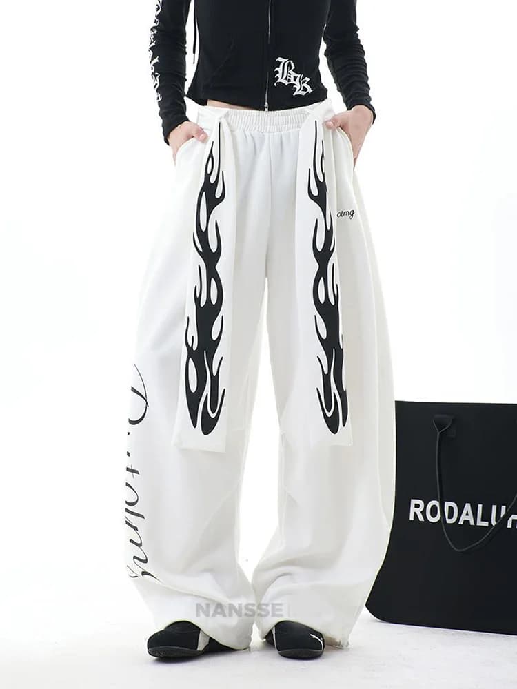 Pantaloni Streetwear Y2K da Donna, Vintage Harajuku con Lettere, Vita Alta, Larghi, Stile Vintage Bf, Primaverili con Tasche, Pantaloni Americani