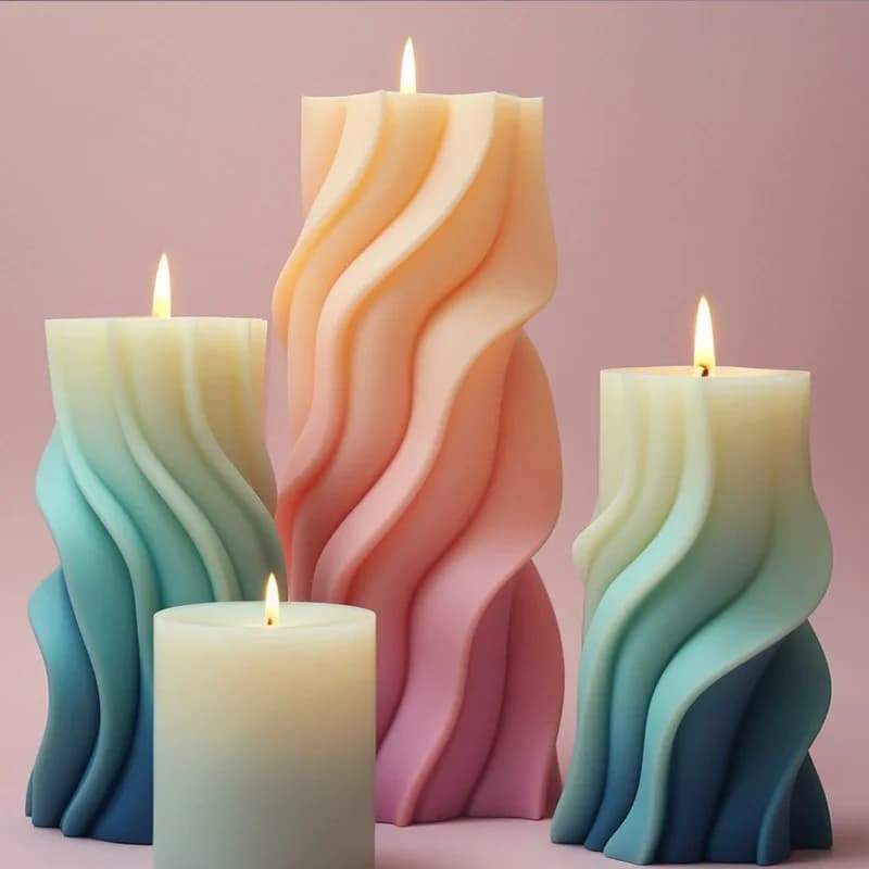 New Wave Candela cilindrica Stampo in silicone Forma geometrica a spirale Striscia intrecciata Aromaterapia Candela Stampo in gesso in resina