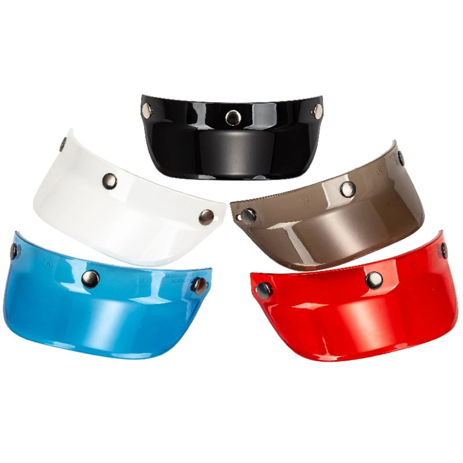 Visiera universale con 3 bottoni automatici, protezione antivento ribaltabile per accessori per attrezzature per casco da motociclista a faccia aperta