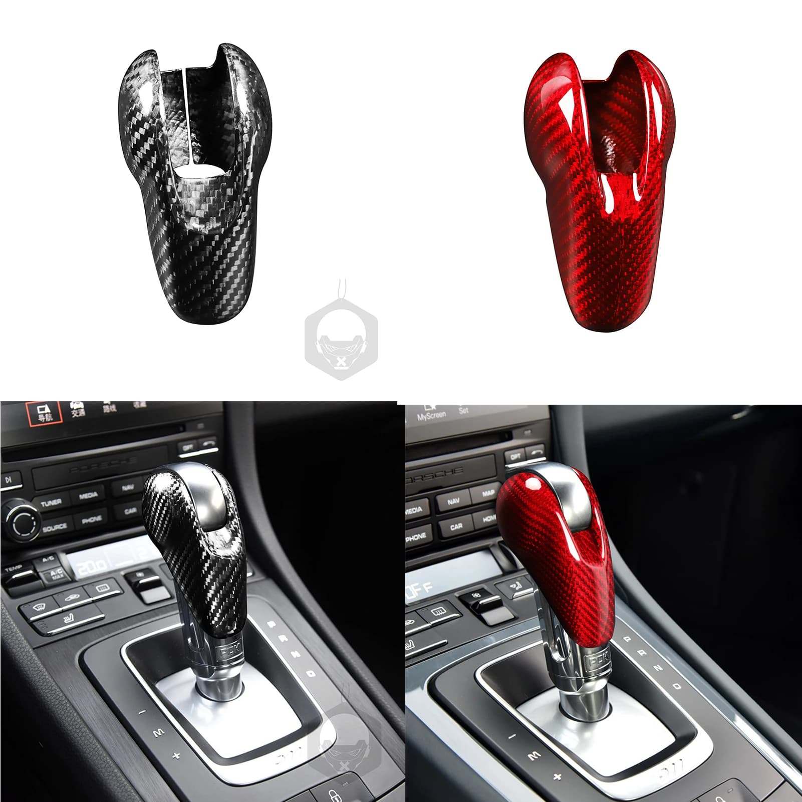 Adesivo in Fibra di Carbonio per Pomello del Cambio per Porsche 911 718 Boxster Cayman Macan GTS Panamera 2014-2019