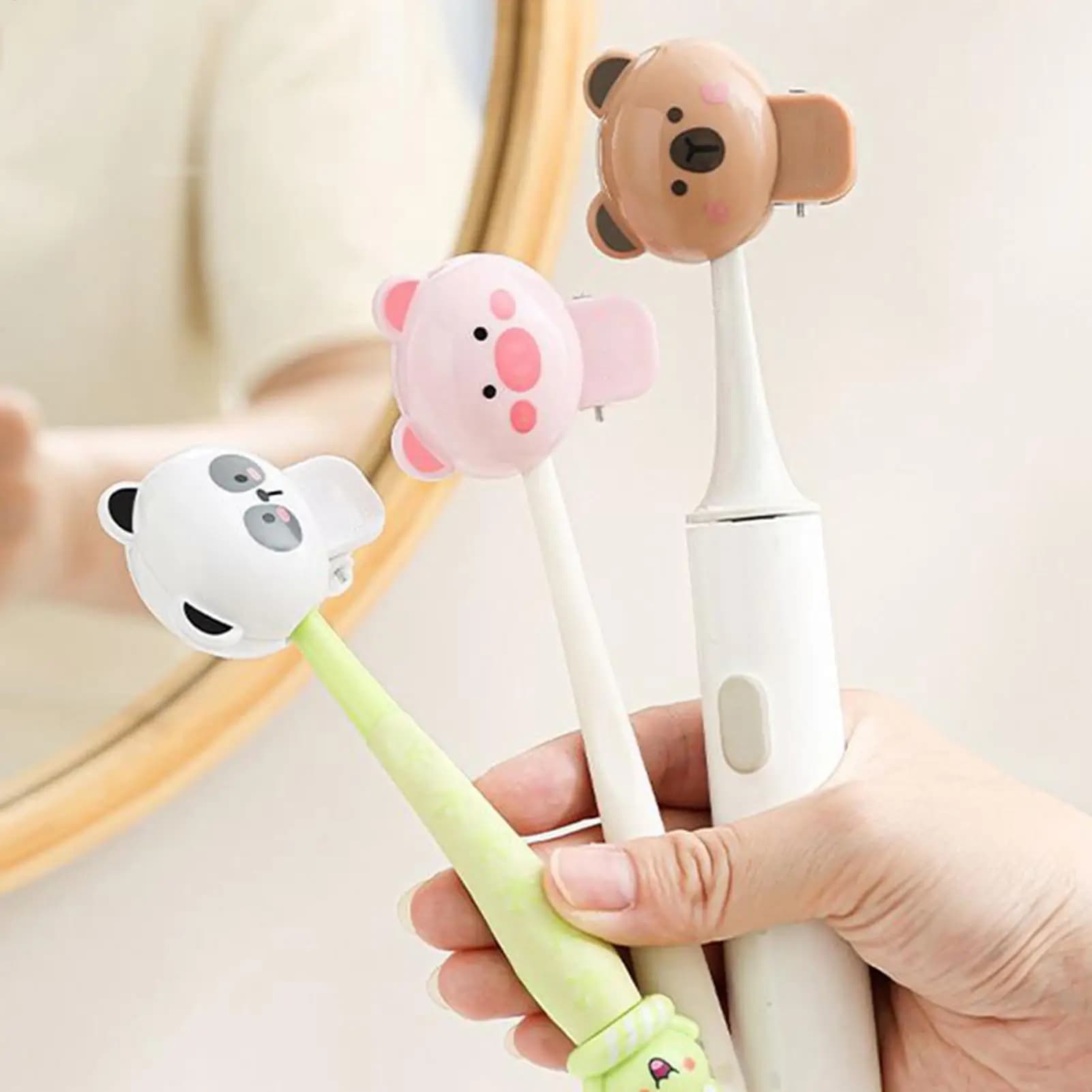 Covers toothbrush head Covers animal-shaped electric toothbrush head cover 4 pieces Compact protective gadgets with clamp for camping trips