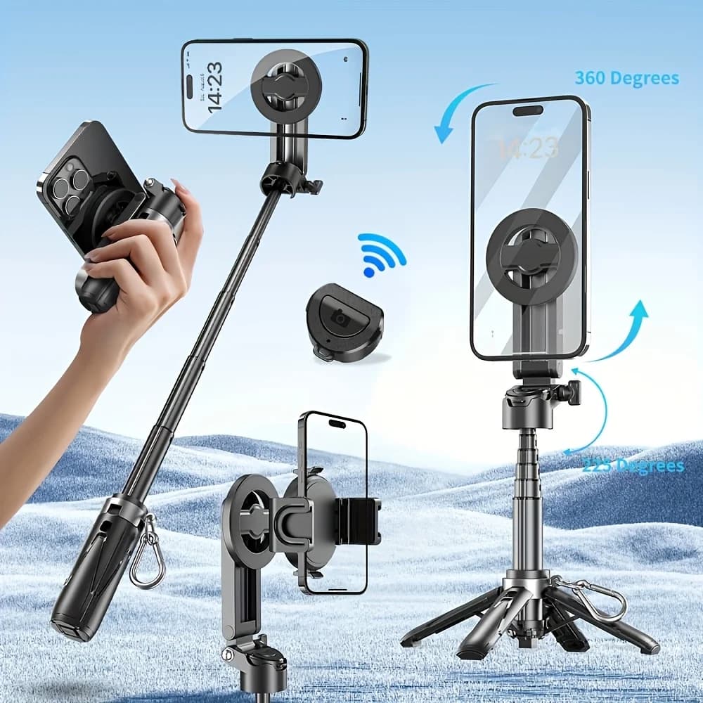 Maniglia magnetica per telefono cellulare, telecomando wireless staccabile, selfie stick portatile estensibile
