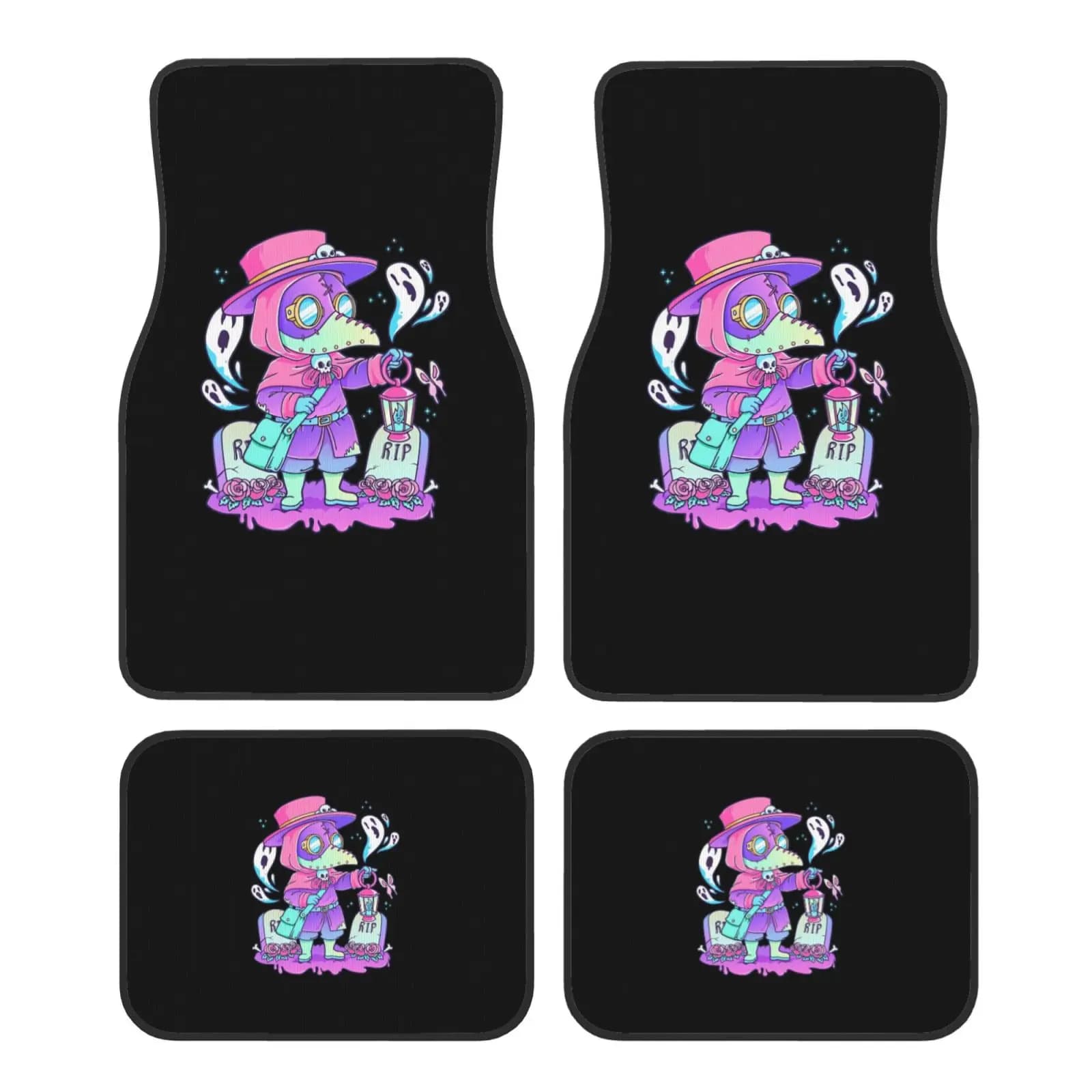 Car mats model aesthetic anime Plague Doctor Car mat durable 4 pieces with anti-slip support suitable for SUV truck
