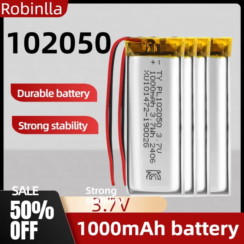 102050 Batteria 1000mAh 3,7V ai polimeri di litio. 1-10 pezzi per auricolare Bluetooth TWS, tastiera, altoparlante, registratore, macchinetta per tatuaggi.
