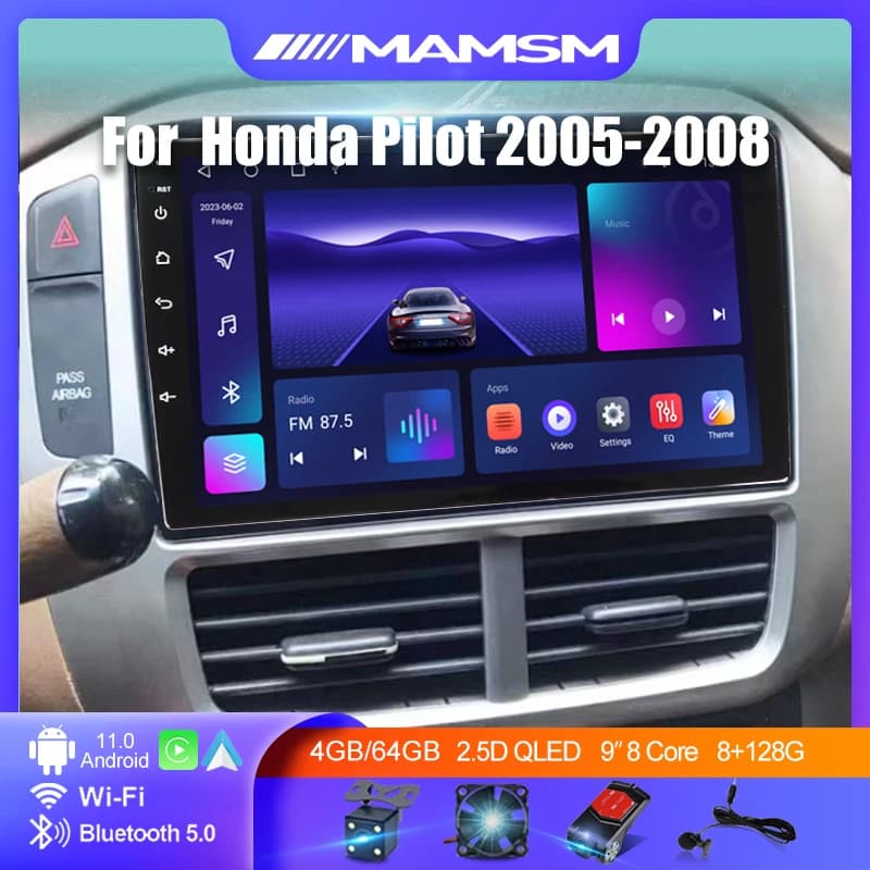 MAMSM Android 12 autoradio per Honda Pilot 2005 2006 2007 2008 lettore multimediale 2 Din Carplay Auto Stereo 4G GPS DVD Head Unit