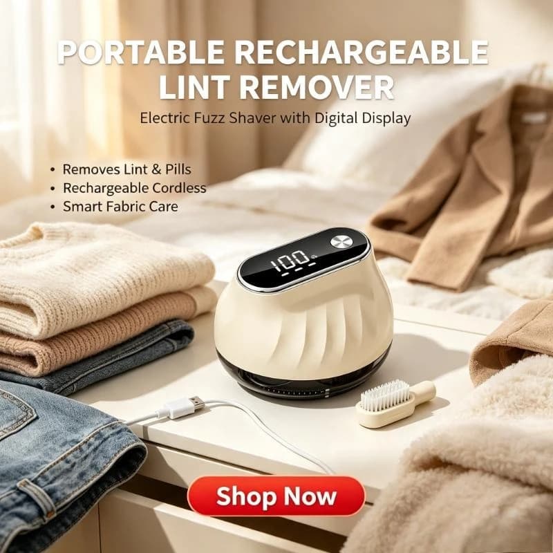 Portable Rechargeable Clothes Lint Remover with Digital Display Electric Fuzz Shaver Sweater Defuzzer Smart Fabric Care