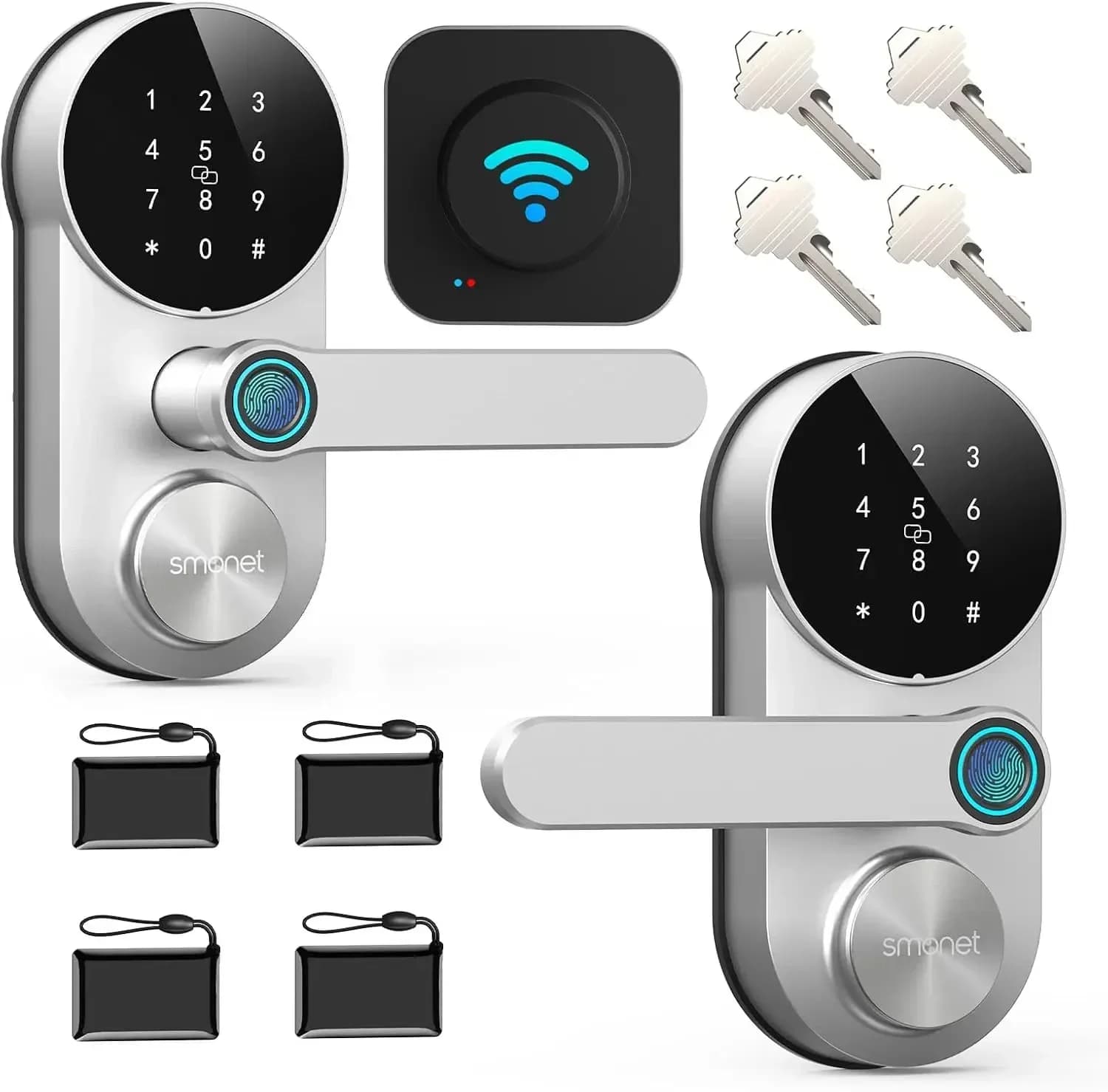 Serratura per Porta con Maniglia: Serratura Intelligente WiFi con Impronta Digitale per Porta d'Ingresso, Ufficio, Garage, Facile Installazione, Controllo Remoto tramite App