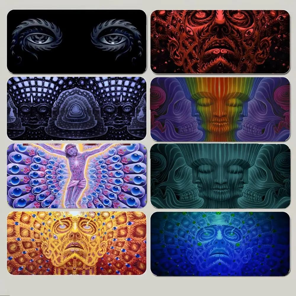 Tappetino per mouse Psychedelic Alex Grey-s, tappetino per mouse da gioco di grandi dimensioni con bordo cucito spesso, tappetino da scrivania antiscivolo