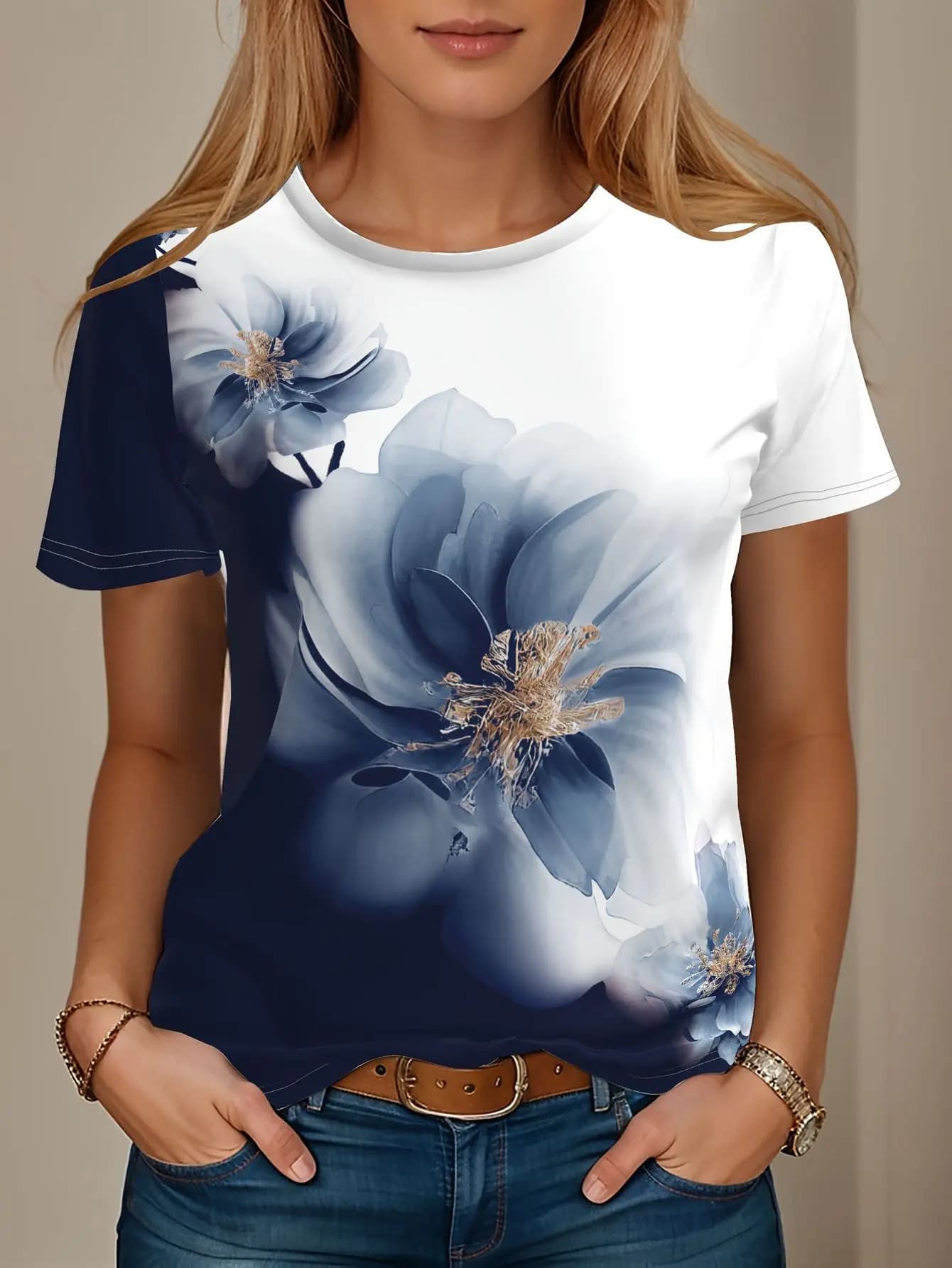 T-shirt floreali estive con stampa 3D a fantasia floreale, a maniche corte, girocollo, da donna e da uomo, stile Harajuku Y2K, abbigliamento unisex