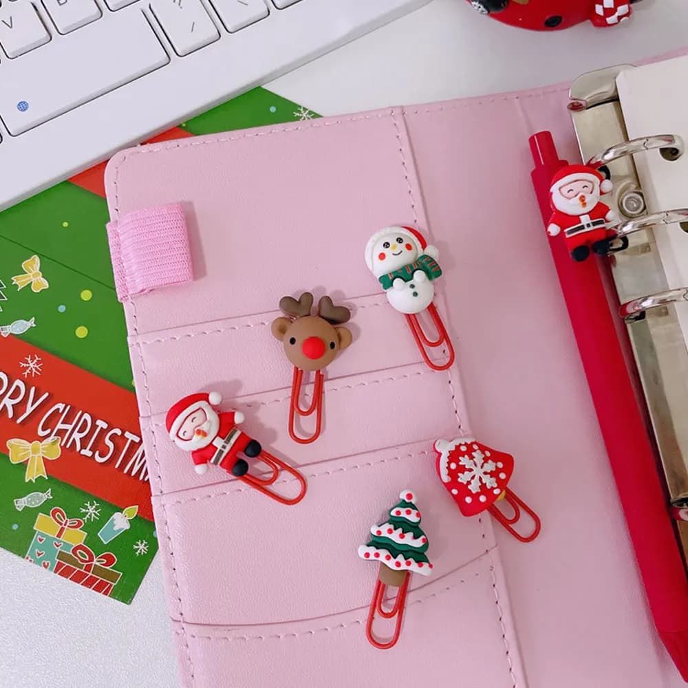 2 pezzi graffette natalizie Mini biglietti carini clip per foto Notebook Planner segnalibri regali per bambini forniture per rilegatura per ufficio scolastico