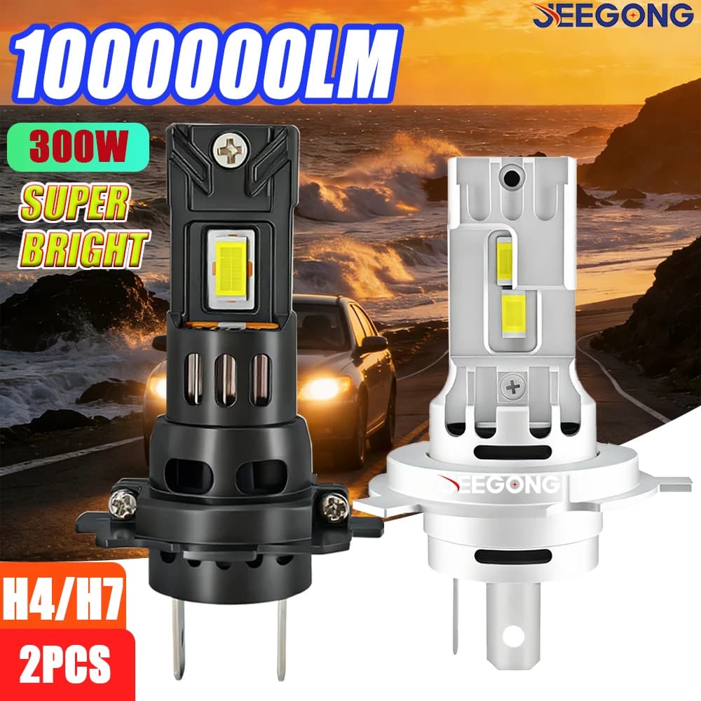 Lampadine LED H7 H4 1.000.000LM Dimensione 1:1 6500K LED CANBUS Fari Anteriori 6000K Faretto Wireless Plug & Play Luce Fendinebbia 12V 2 Pezzi