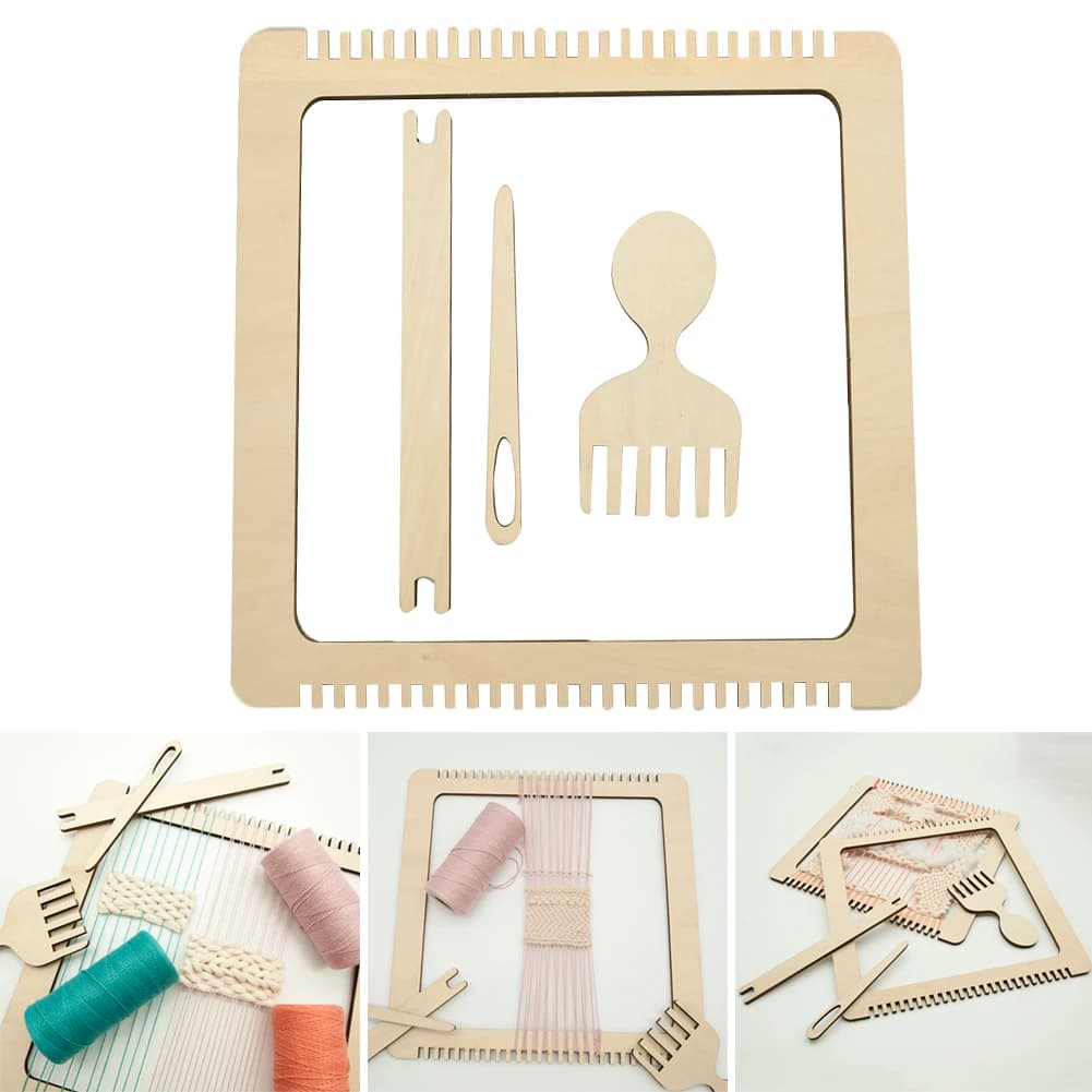 Wooden Weaving Loom Kit,DIY Tapestry Weaving Tools with Weaving Stick,Comb Crochet Needle Handcraft Wall Hanging Decor