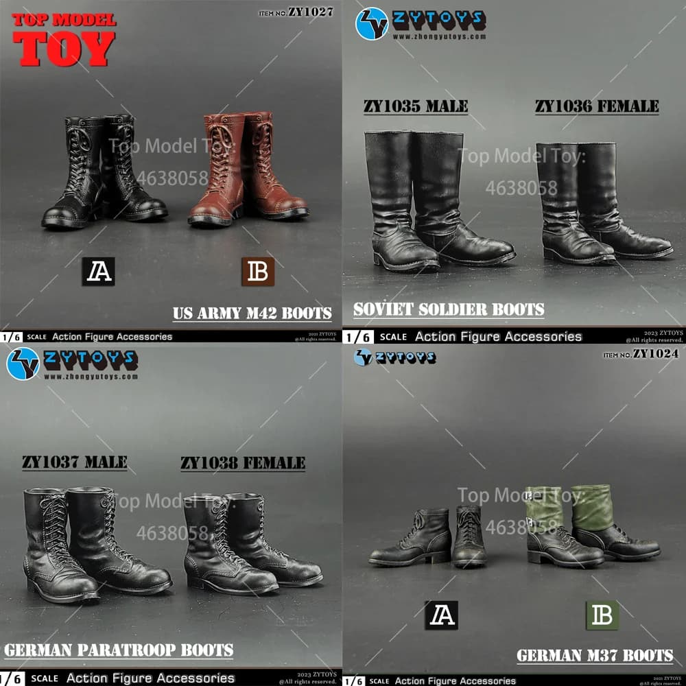 ZYTOYS ZY1024 ZY1028 ZY1034 1/6 WWII Stivali Militari Scarpe Modello Accessorio Misura 12 ''Maschio Soldato Action Figure Corpo Bambole Giocattolo