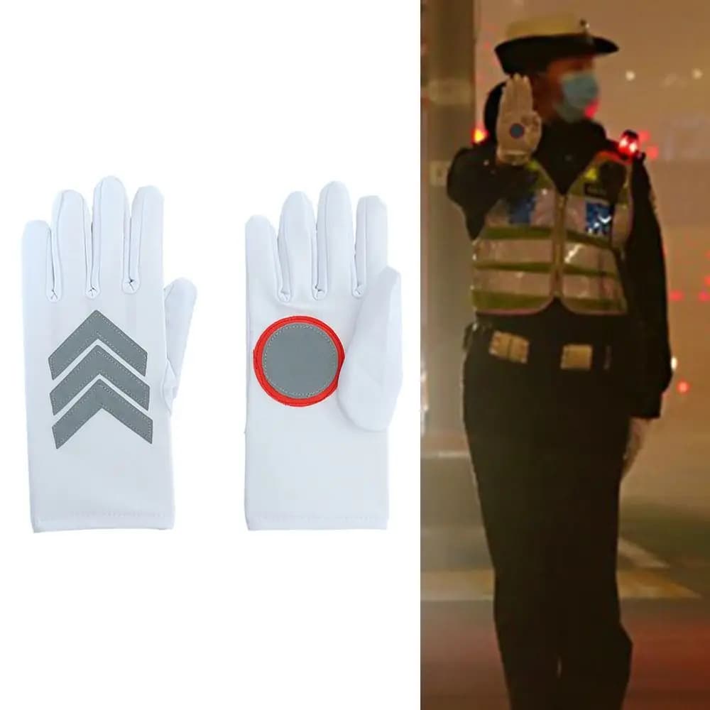 Guanti bianchi per il comando del traffico guida creativa addensare strisce riflettenti guanti riflettenti guanti di sicurezza antivento leggeri