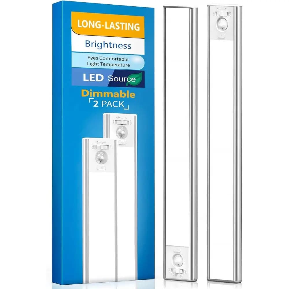 Luci LED Magnetiche con Sensore di Movimento per Sottopensili, Ricaricabili a Batteria, Dimmerabili per Cucina o Armadio (Confezione da 2)
