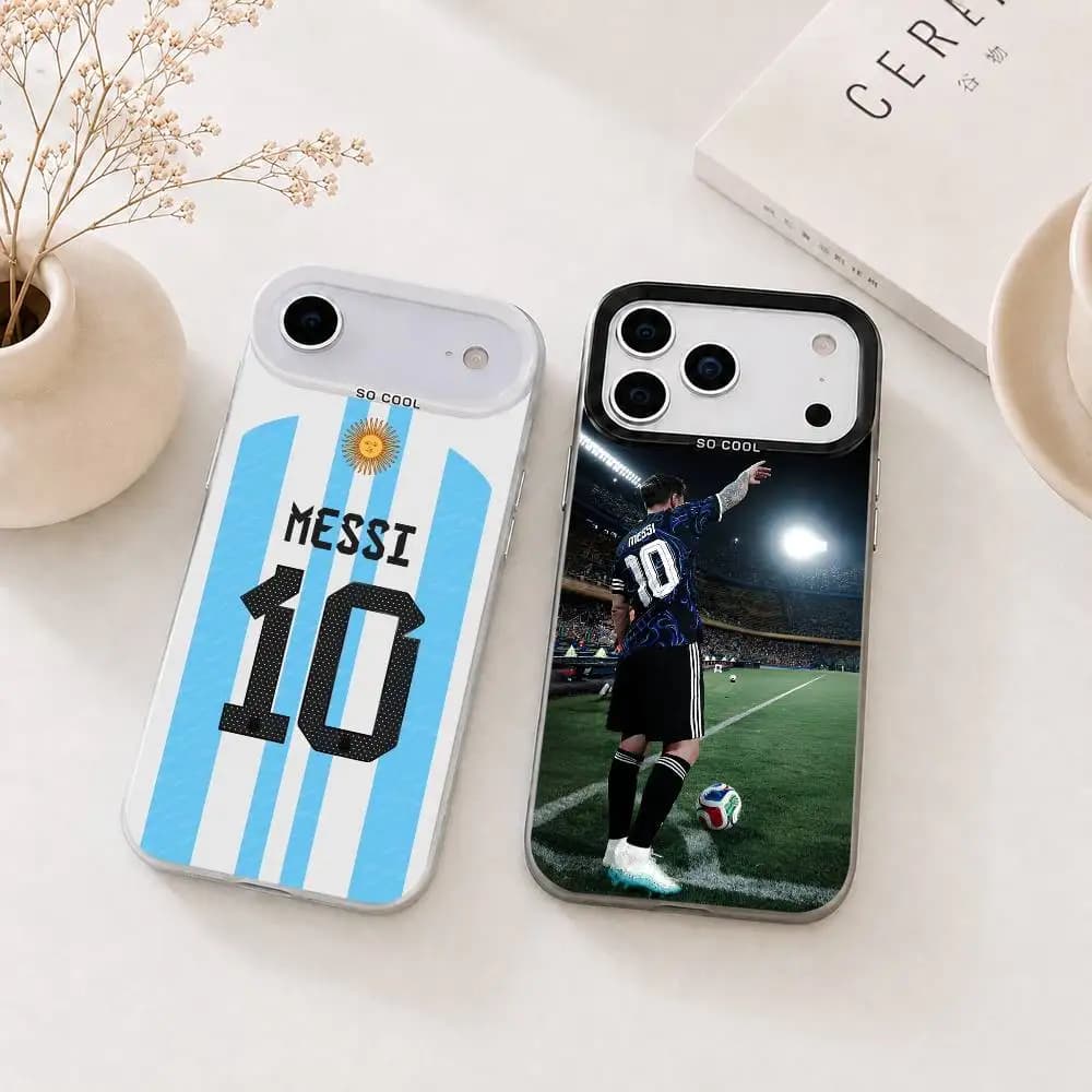 Football Star Lionel Messi gift Phone Case For iPhone 17,16,15,14,13,12,11 Plus,Pro Max,XS,Colorful Silver Black Cover