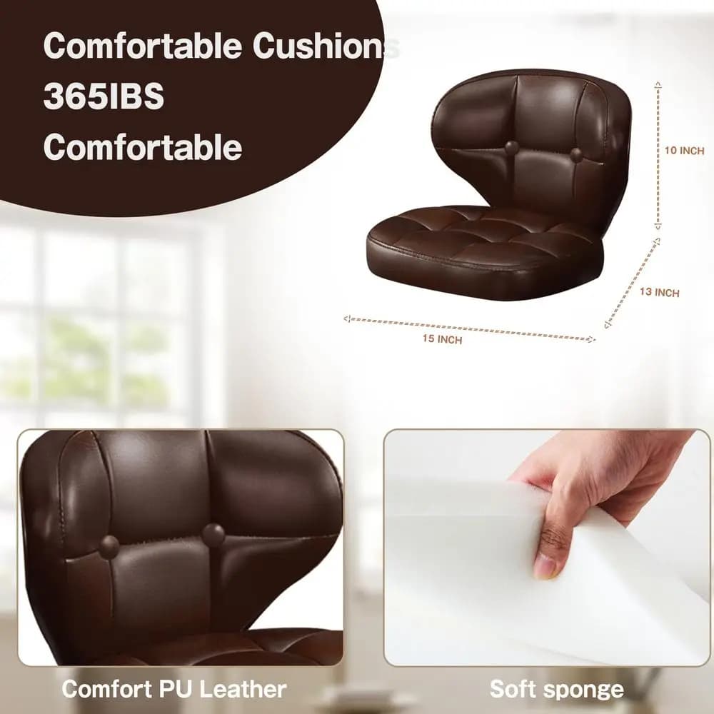 Stools Set of 6, Adjustable Swivel Bar Chairs with 360 Rotation, Padded Counter Stools with Back and Footrest for Kitchen Islan