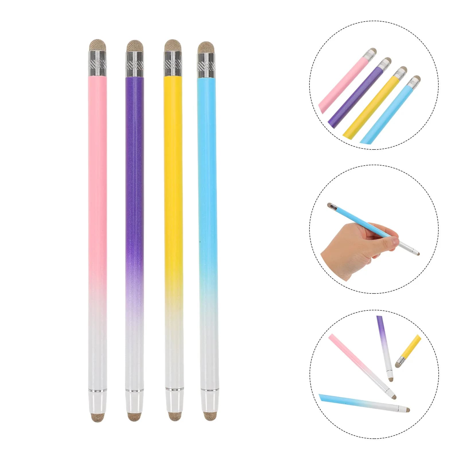 4 pezzi di penne stilo per touch screen, penne capacitivi a forma di matita, ad alta precisione, per telefono, tablet, disegno, scrittura, calligrafia, universali