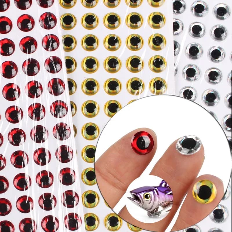 1 foglio 9mm ~ 12mm Epossidico olografico 3D Occhi di pesce Fly Legatura Materiale per Streamer Baitfish Lure Jig Esche Esca da pesca in acqua salata