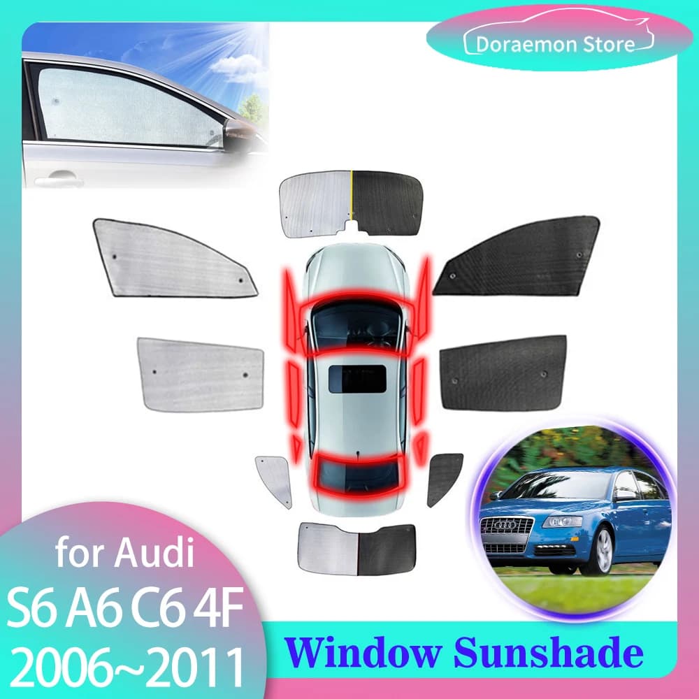 Parasole a copertura totale per Audi S6 A6 C6 4F RS6 2006 ~ 2011 2007 2008 2009 2010 tappetino per visiera per parabrezza protezione solare tenda per finestra anteriore accessori per auto