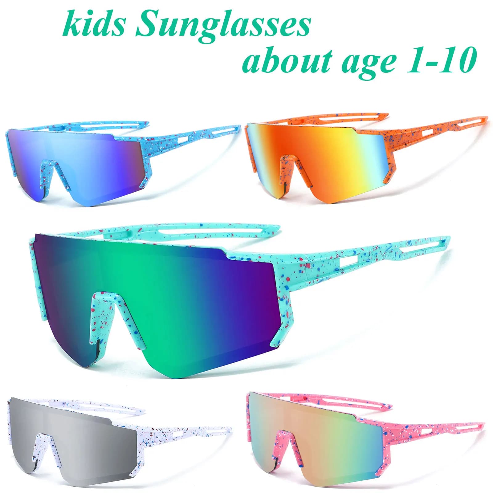 Ragazzi Ragazze Età 3-12 UV400 Occhiali da sole da baseball Bambini Occhiali da sole Sport all'aria aperta Bambini Shades Mtb Bambino Occhiali da ciclismo