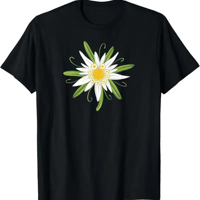 Oktoberfest T Shirt Edelweiss Traditional Flower With Leaves
