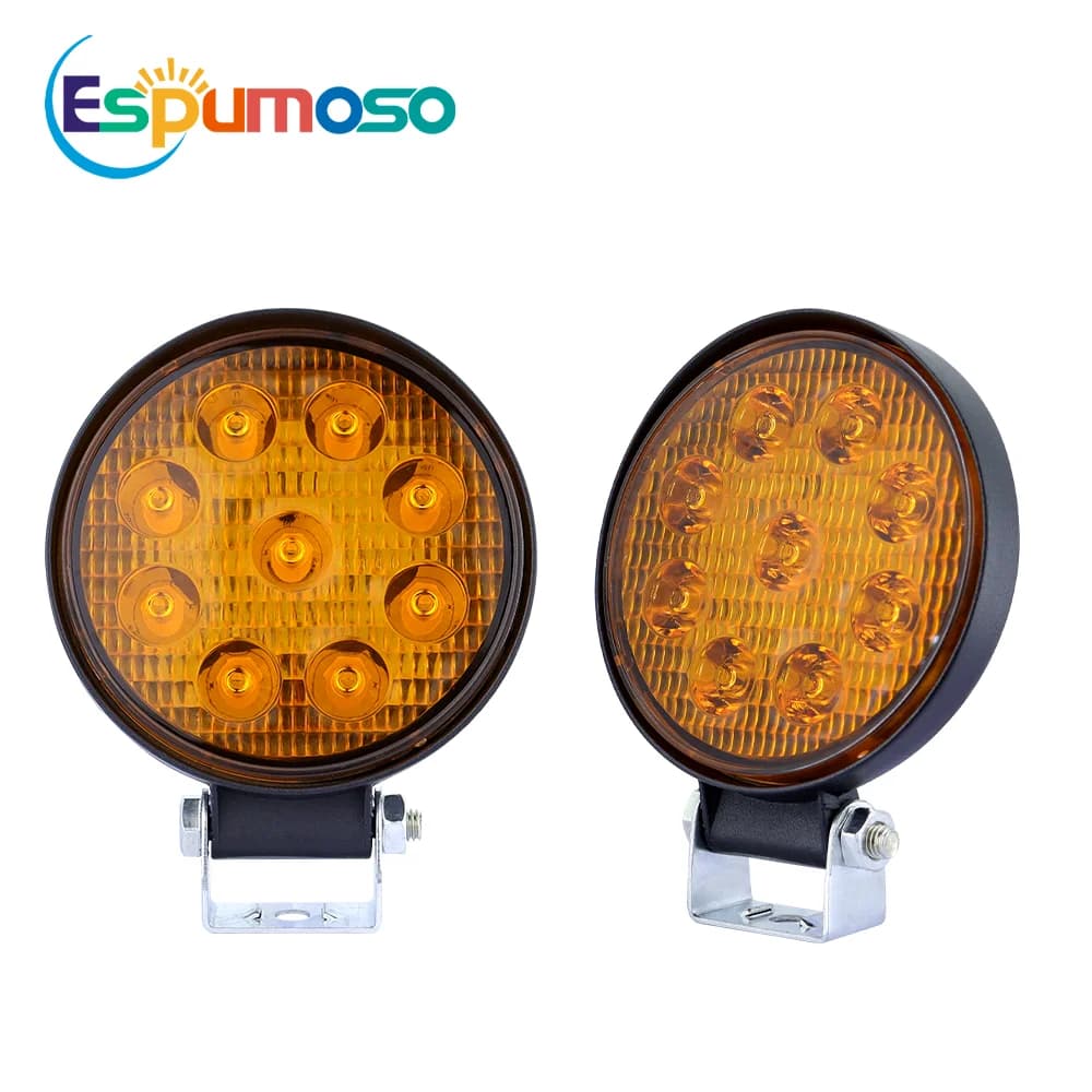 Faro da Lavoro a LED Giallo, Luce Ausiliaria Fuoristrada, Fari Modificati, Faretto Spot/Flood per Auto, Camion, SUV