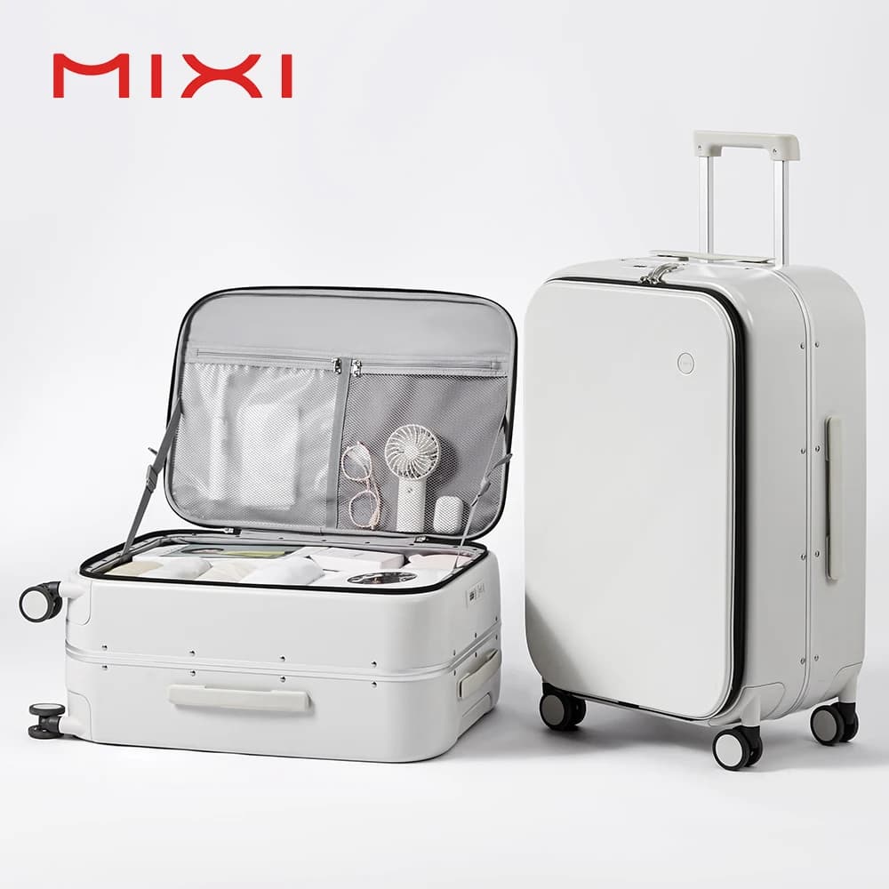 Mixi Nuovo PC Telaio in alluminio Valigia Apertura frontale Bagagli da viaggio con ruote 20 pollici Bagaglio a mano 24 26 pollici M9291