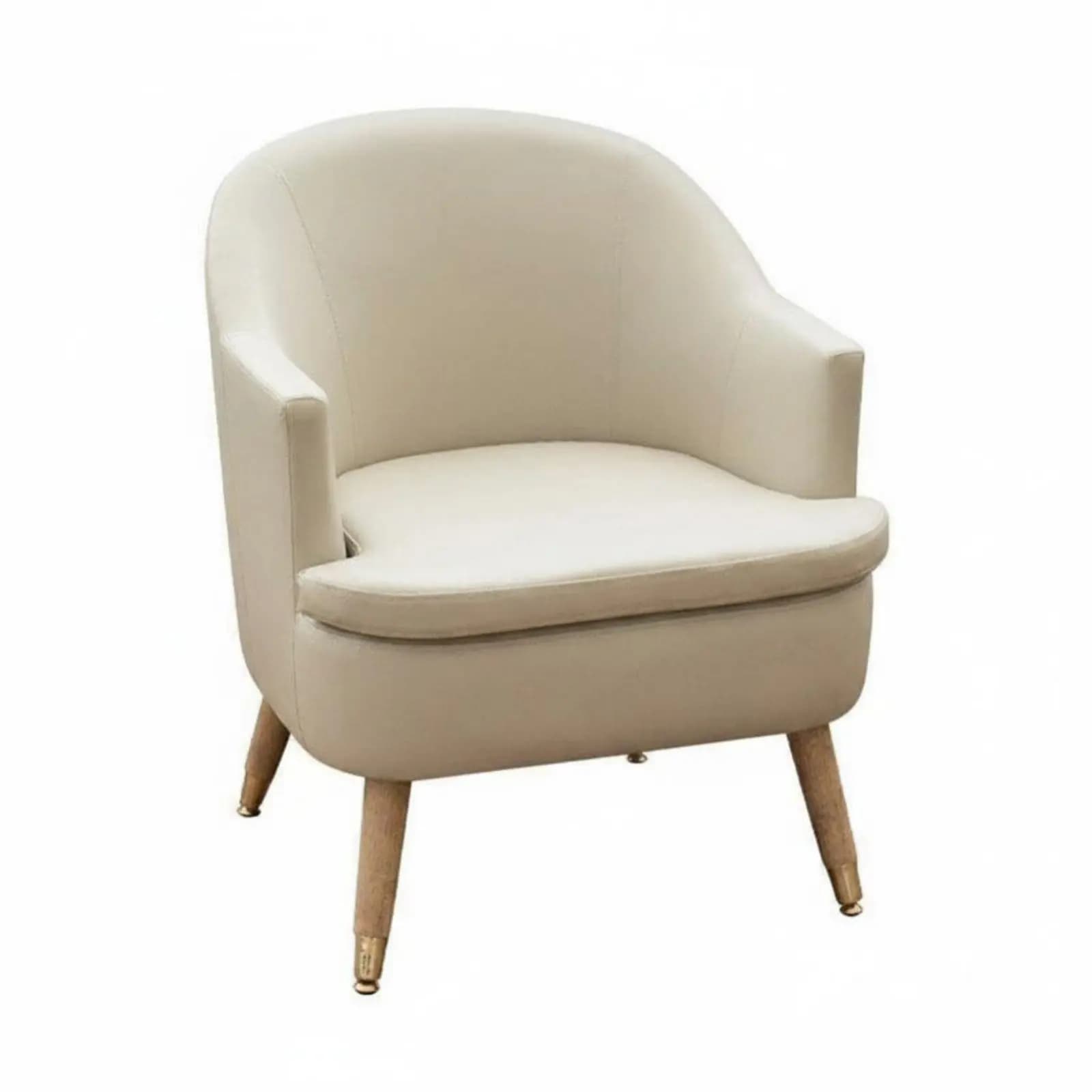 Poltrona Imbottita con Gambe in Legno, Design Moderno e Minimalista, Sedia Lounge con Supporto Curvo, Durevole per Soggiorno