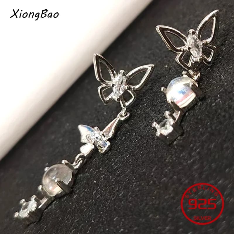 Orecchini a perno con farfalla e cristalli da donna, piercing, regalo per fidanzata, gioielli in argento sterling 925, accessori all'ingrosso, regalo per feste 2026