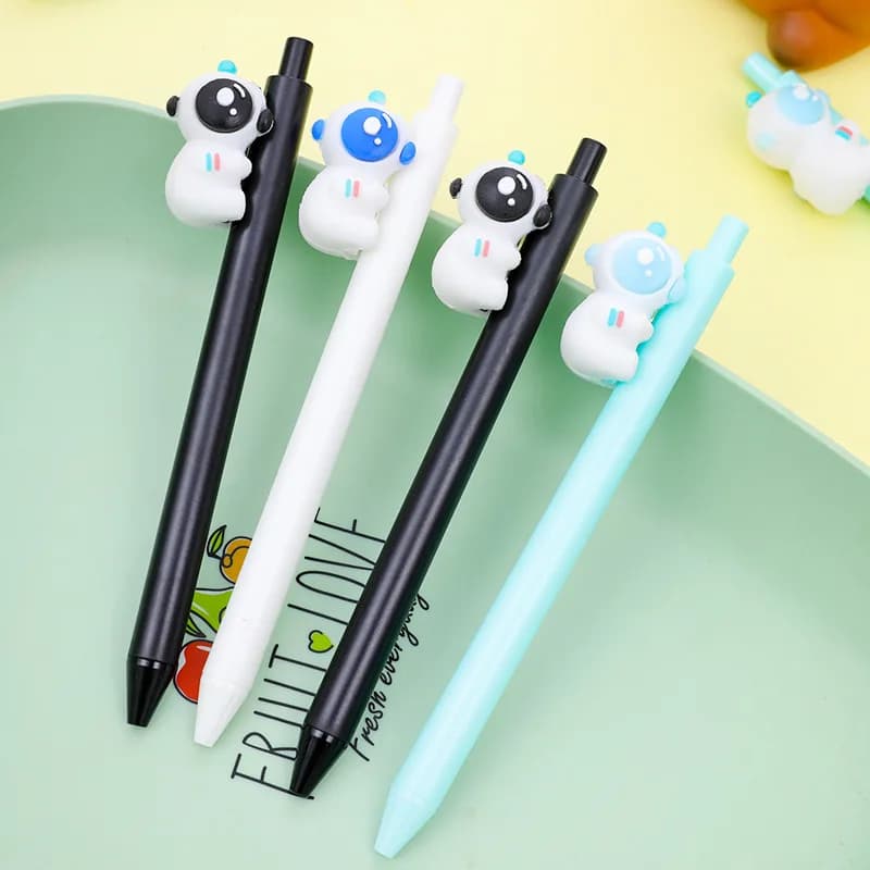6 Pz/lotto Carino Astronauta Presse Penne Gel Spacemen Creativo Retrattile Penna Neutra Nero Carbonio Penna di Scrittura Per Bambini Scuola di Cancelleria