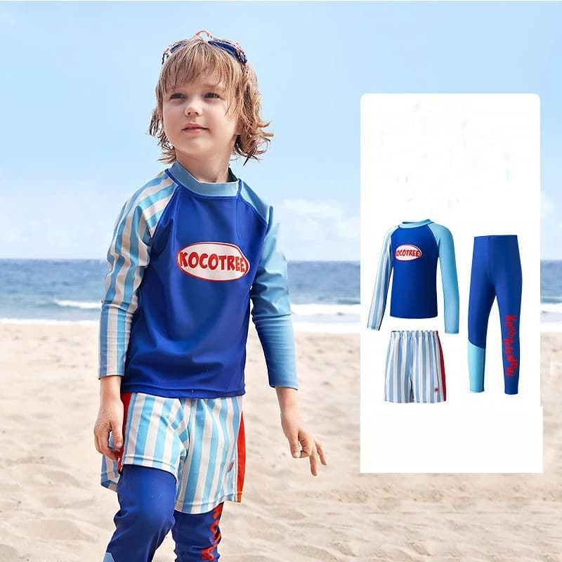Swimsuit for Children in Three Pieces 2026 New Model for Boys, Long Sleeve Beach Costume