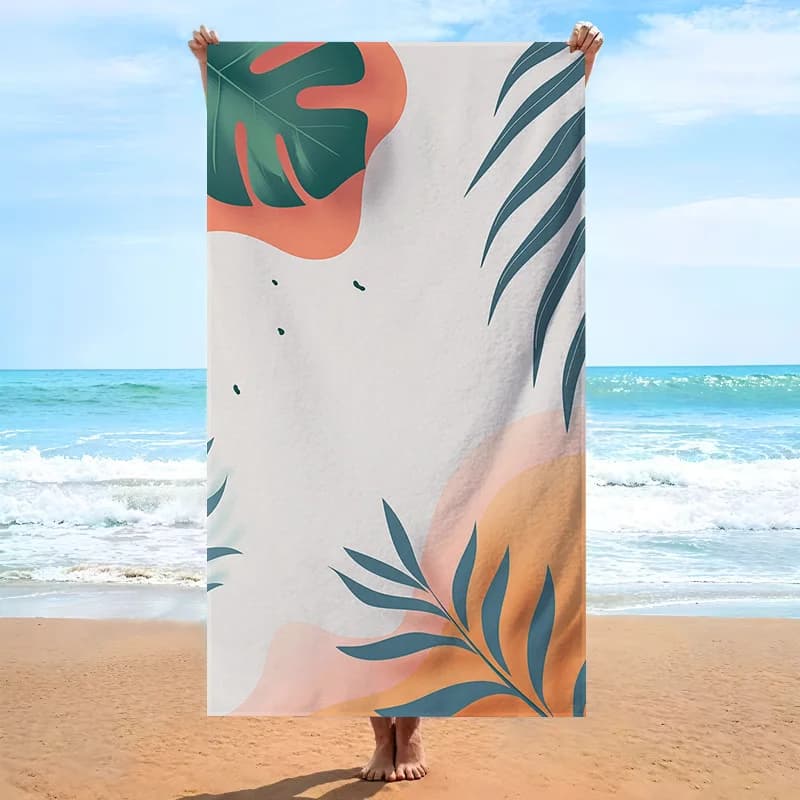 Asciugamano da bagno con motivo Monstera e foglie di palma, realizzato in poliestere, lavabile in lavatrice, adatto per piscina e viaggi.