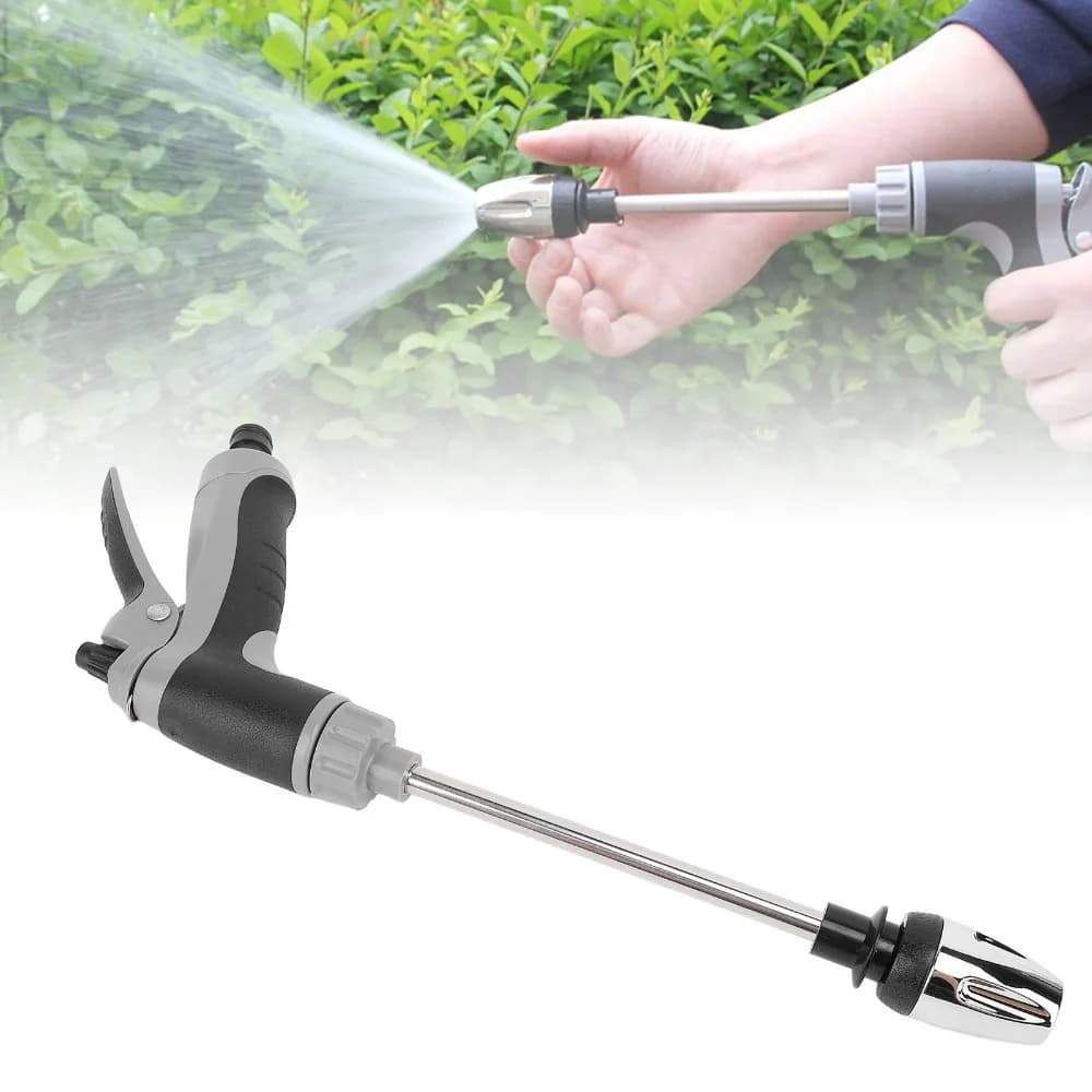 Plastic Garden Hose Nozzle Black Grey Long Extension Rod Water Hose Nozzle Easy Installation Portable