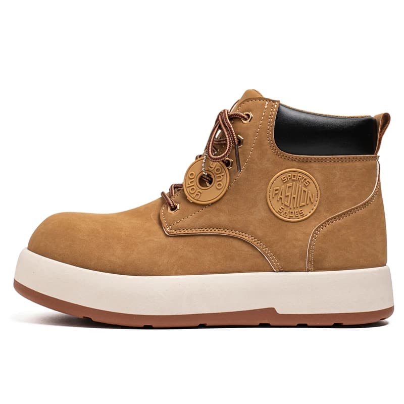 VIPOL Autunno nuovi stivali da trekking casual in stile britannico da uomo, scarpe casual da lavoro a testa larga con suola spessa e altezza crescente