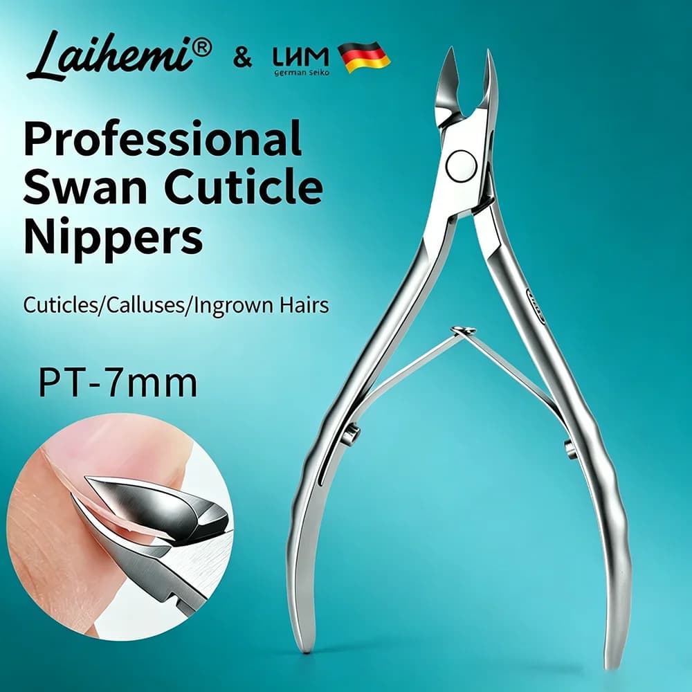 Professional Stainless Steel Cuticle Nippers PT-7mm Sharp 45° Blade Dead Skin Trimmer for Cuticles Calluses Hangnails Nail Salon