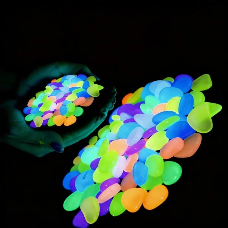 Ciottoli luminosi 100-500 pezzi, pietre in resina luminosa per giardini, percorsi, piante in vaso, parchi e decorazioni per acquari.