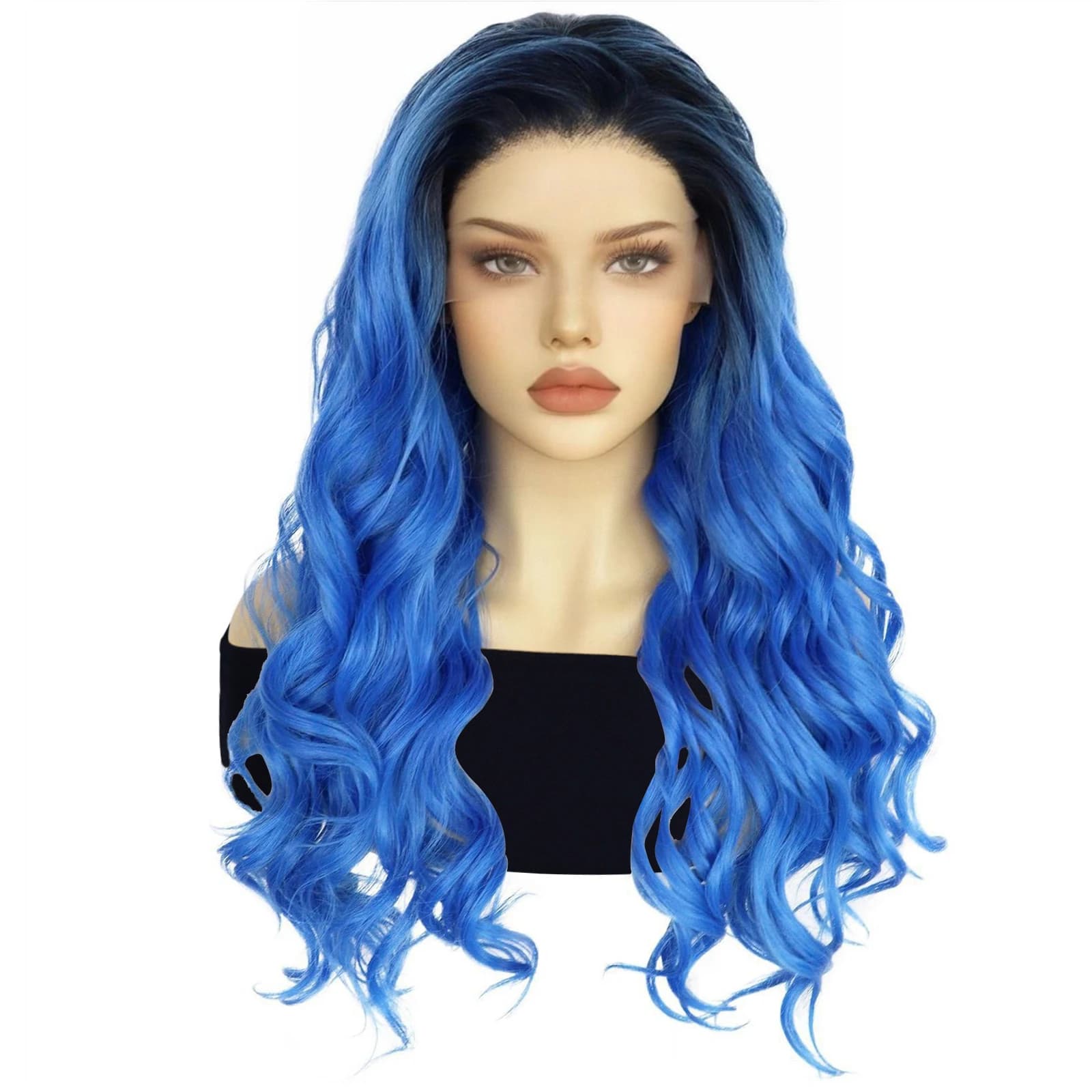 13*3 Synthetic Blue Body Wave Wig Long Silky Wig For Thanksgiving Halloween Day, for Women Dress Up Wig