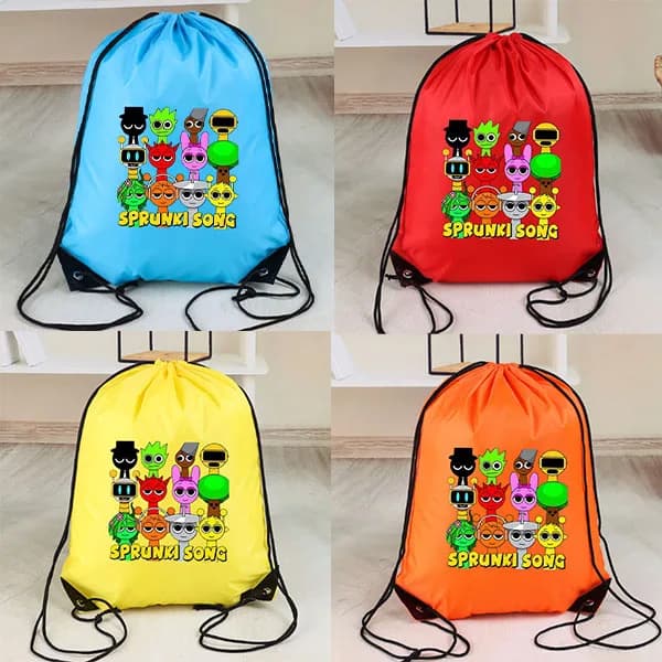 Sprunki Borsa con coulisse Sport Zaino da viaggio impermeabile Bundle Pocket Borse da basket Figure di gioco Regalo di compleanno per ragazzi e ragazze