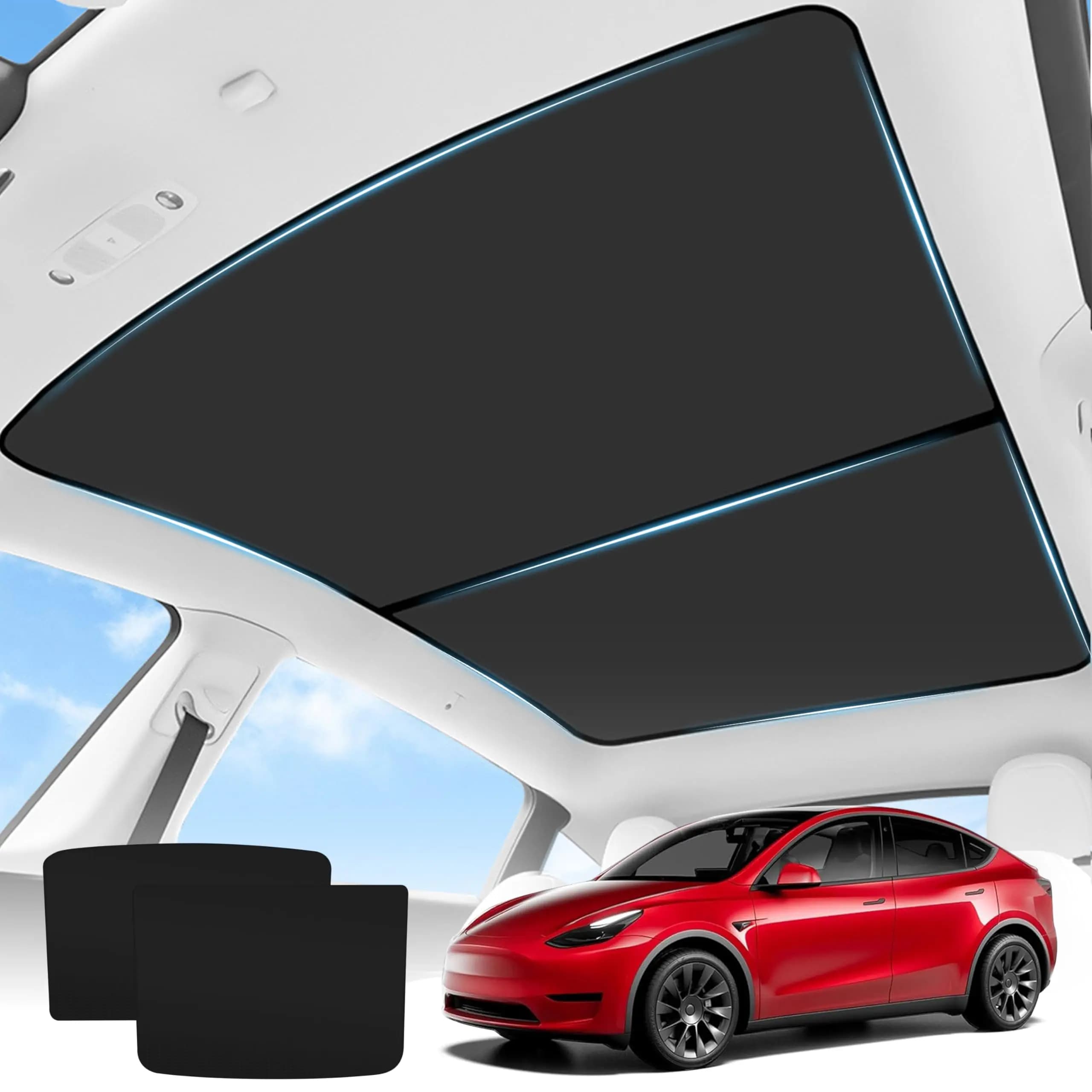 Tende da sole per Tesla Model 3+ Highland 2024 Modello Y 2023 Panno di ghiaccio Fibbia Sun Pare Vetro Anteriore Posteriore Tetto Apribile Lucernario Accessori