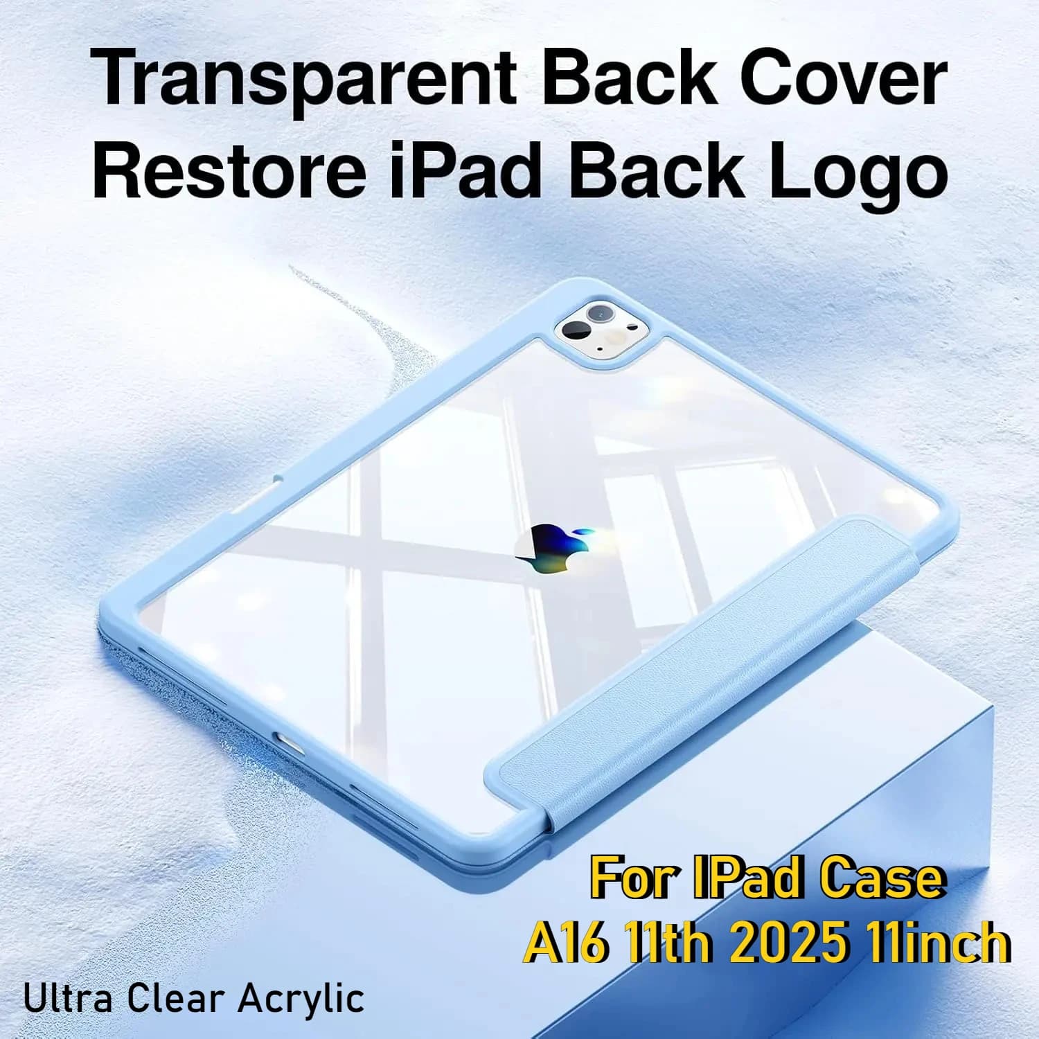 Custodia per Tablet in Acrilico Ultra Trasparente 2026 per iPad A16 11a 10a generazione, Air 8 7 6 4 5, 11, 13 Pro, 11, 12.9 " M5 M4 M3 M2 con Porta Pencil e Cover in PU