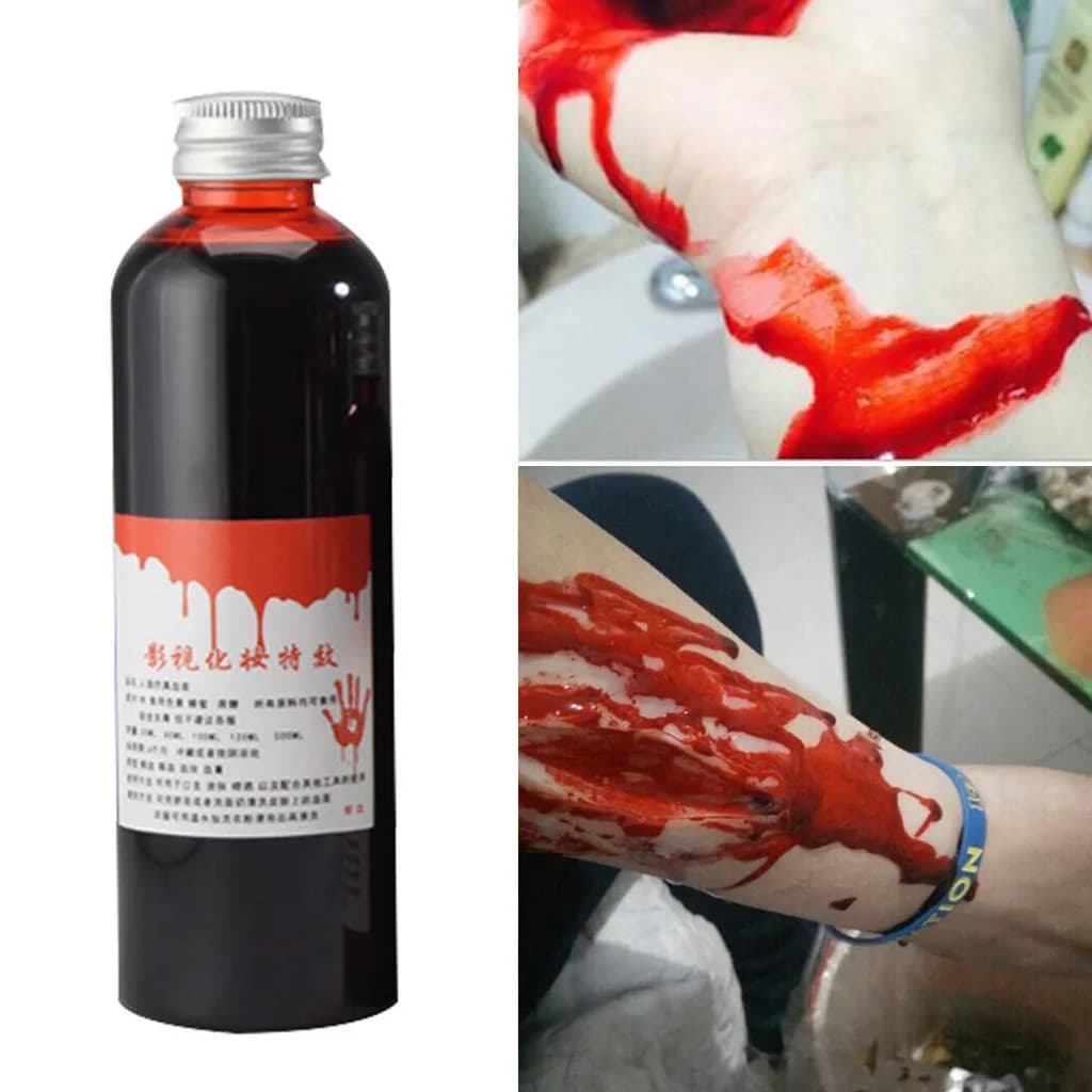 1 bottiglie emulazione di Halloween puntelli finti trucco sangue 30-100ml sangue intero Cosplay Prank puntelli trucco persona Plasma falso 2024