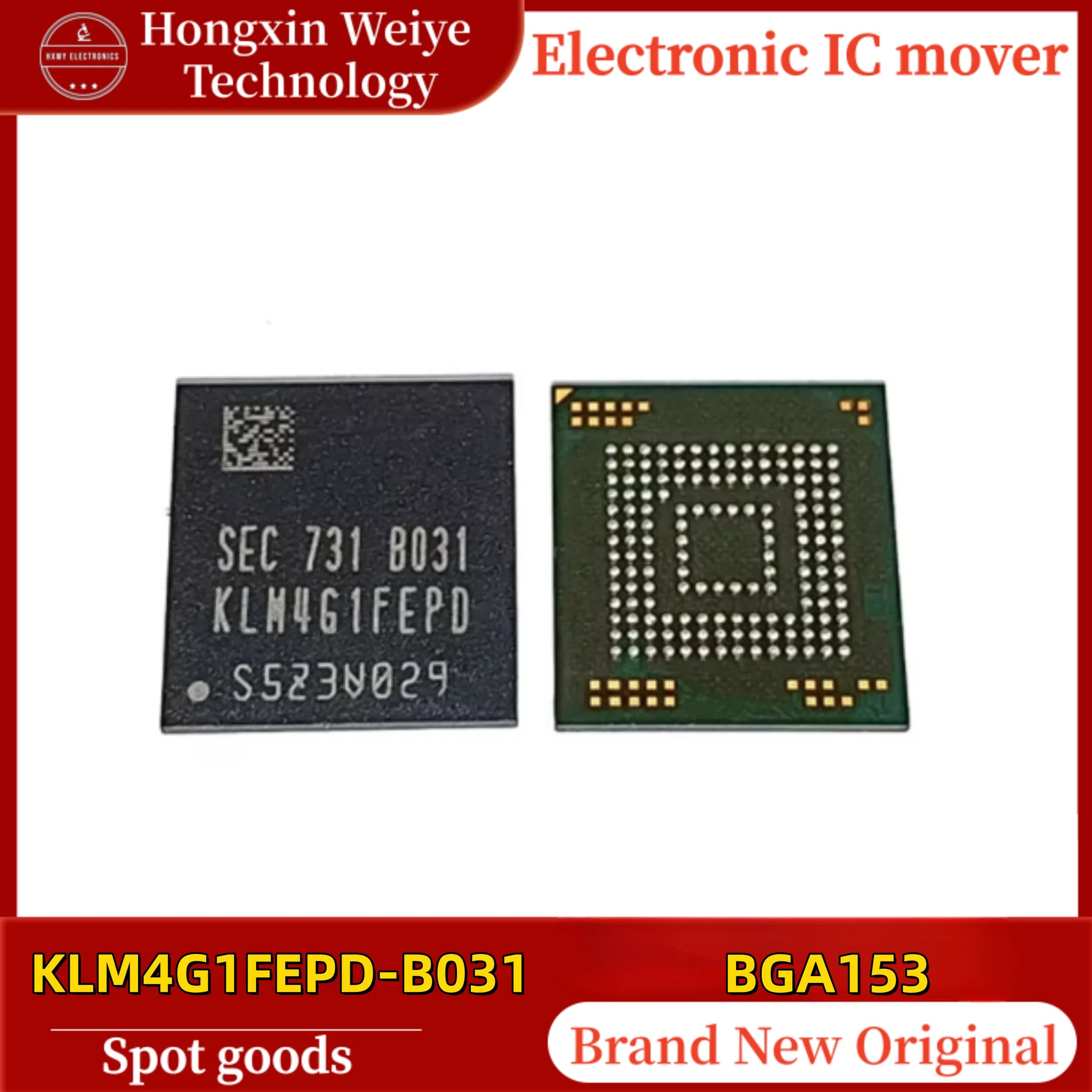 (2/5 pezzi) KLM4G1FEPD-B031 BGA153 4GB eMMC 5.0 Flash Memory IC Chip Originale Nuovo di Zecca Disponibile Spedizione Veloce
