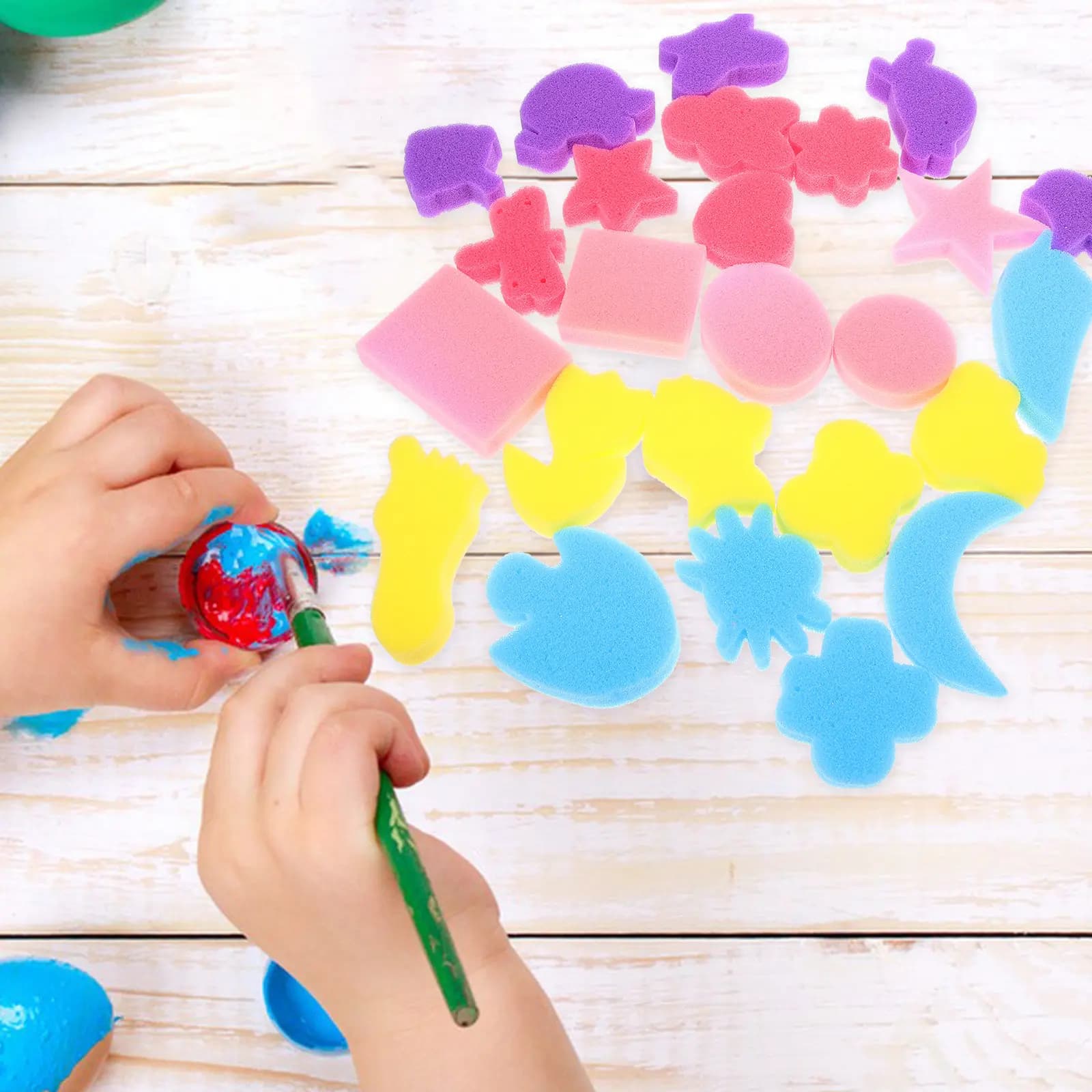 30Pcs Drawing Sponge Stamp Set Cartoon Patterns Early Learning Kids DIY Painting Sponge for Children Art Craft